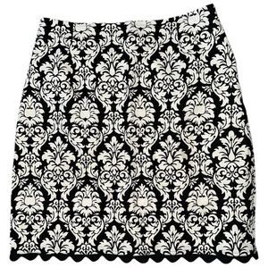 Sixth Alice Vintage Women’s Size 10 Black White Damask Print Cotton Mini Skirt